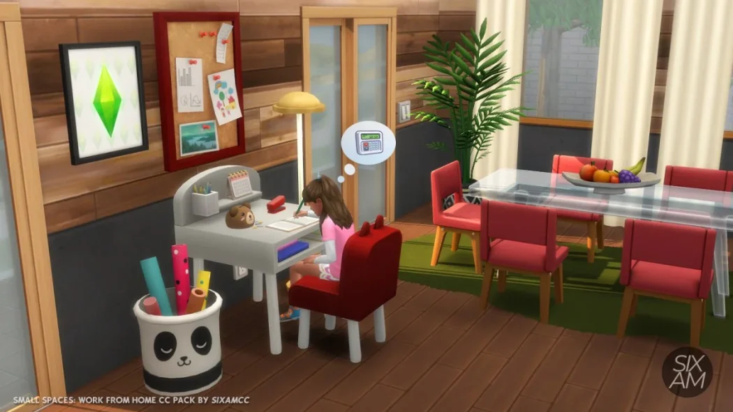 Cena de uma garota estudando em The Sims 4