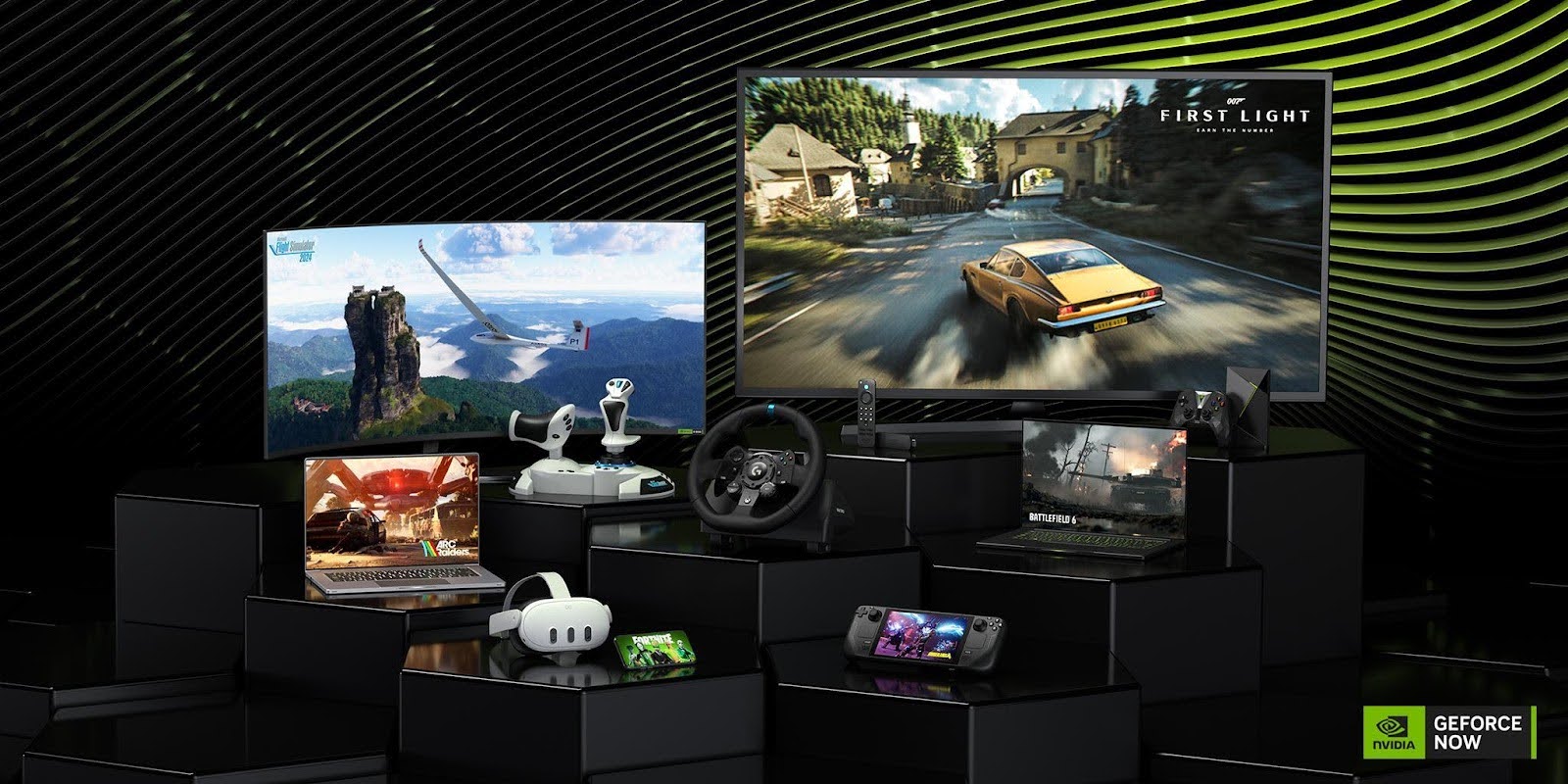 NVIDIA bomba na CES 2026: GeForce NOW chega ao Linux, Fire TV e ganha suporte HOTAS — 6 jogos novos